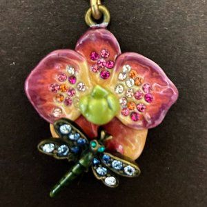 JAY STRONGWATER CHARM ORCHID DRAGONFLY SWAROVSKI CRYSTALS